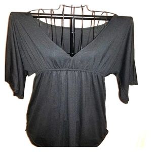 🦋BLACK TOP WITH ELASTIC GATHERED WAIST empire